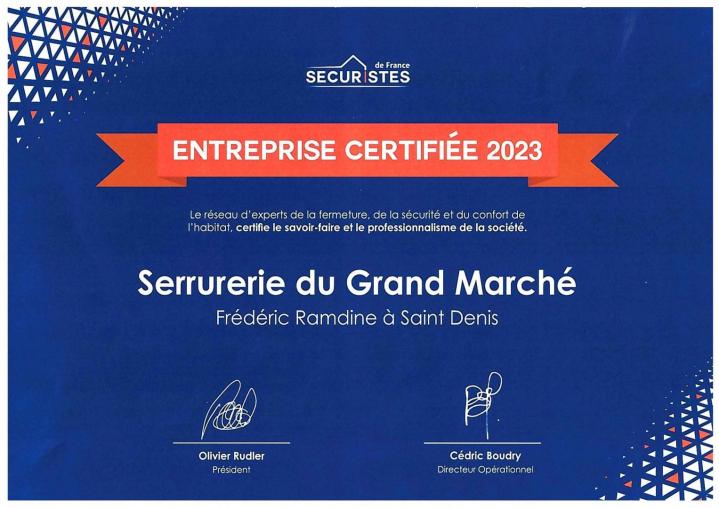 Certificat d'entrerpise 2023